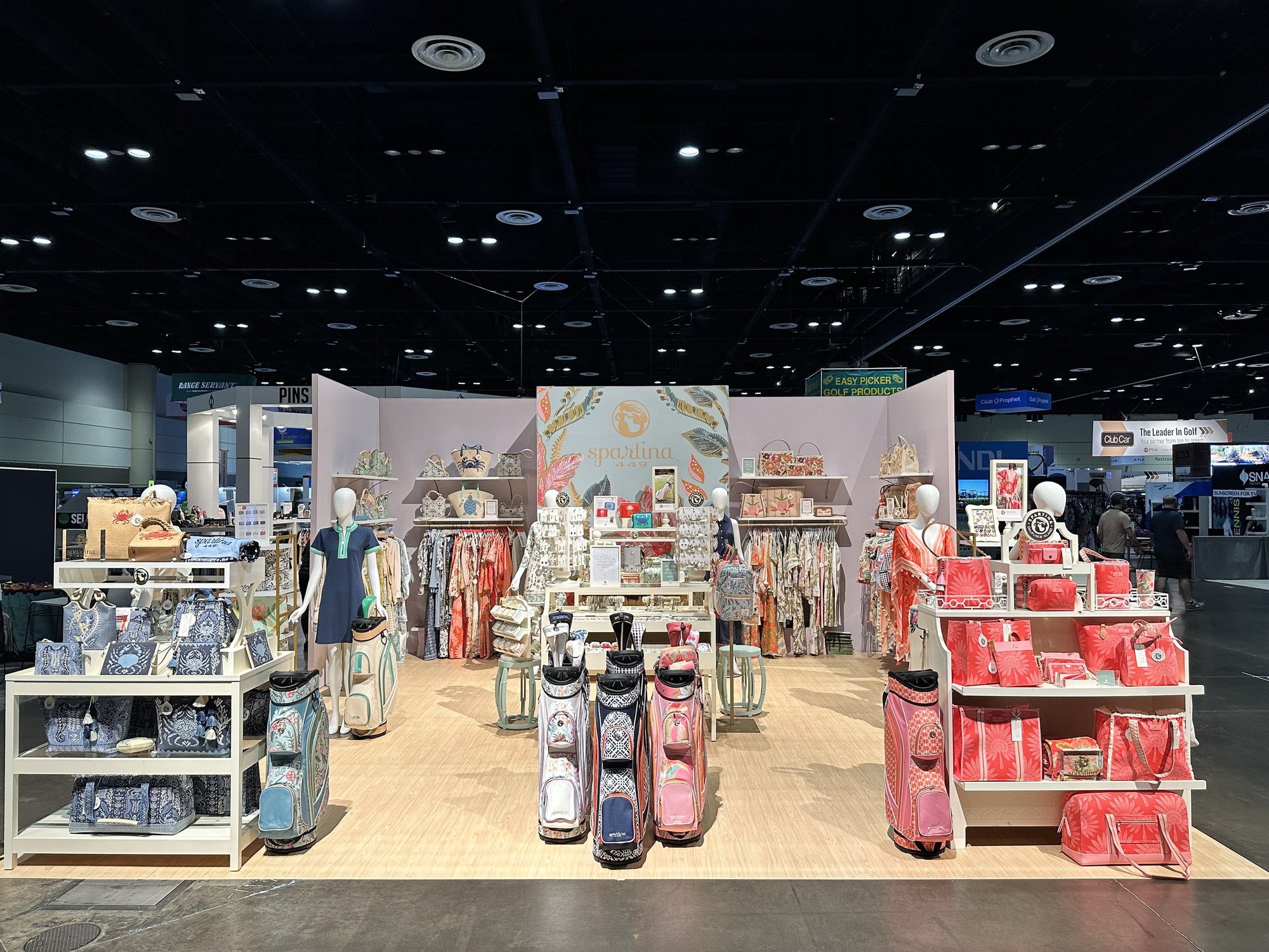 Double-deck island exhibit on the show floor