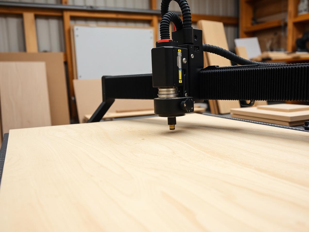 CNC router cutting a Baltic birch panel (placeholder photo)