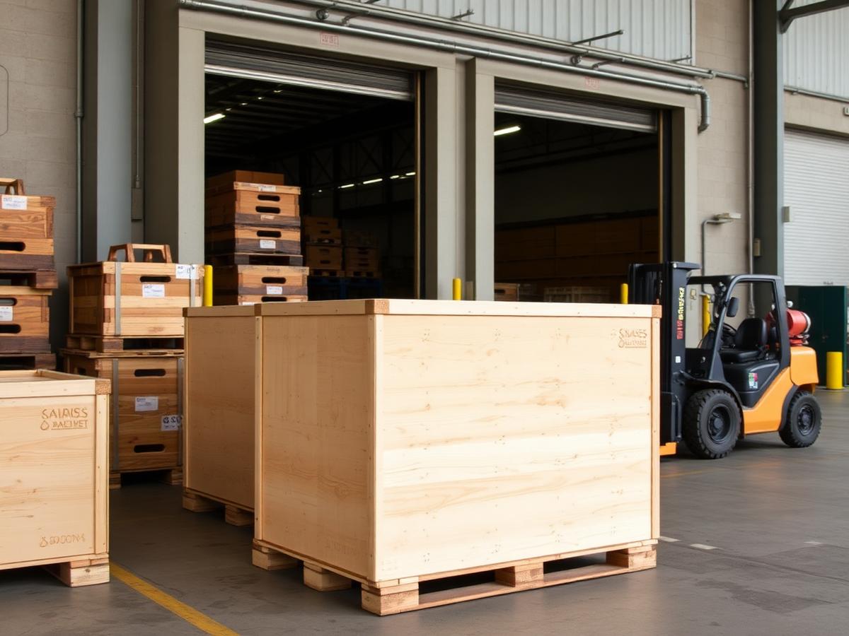 Custom crates staged at the dock (placeholder photo)