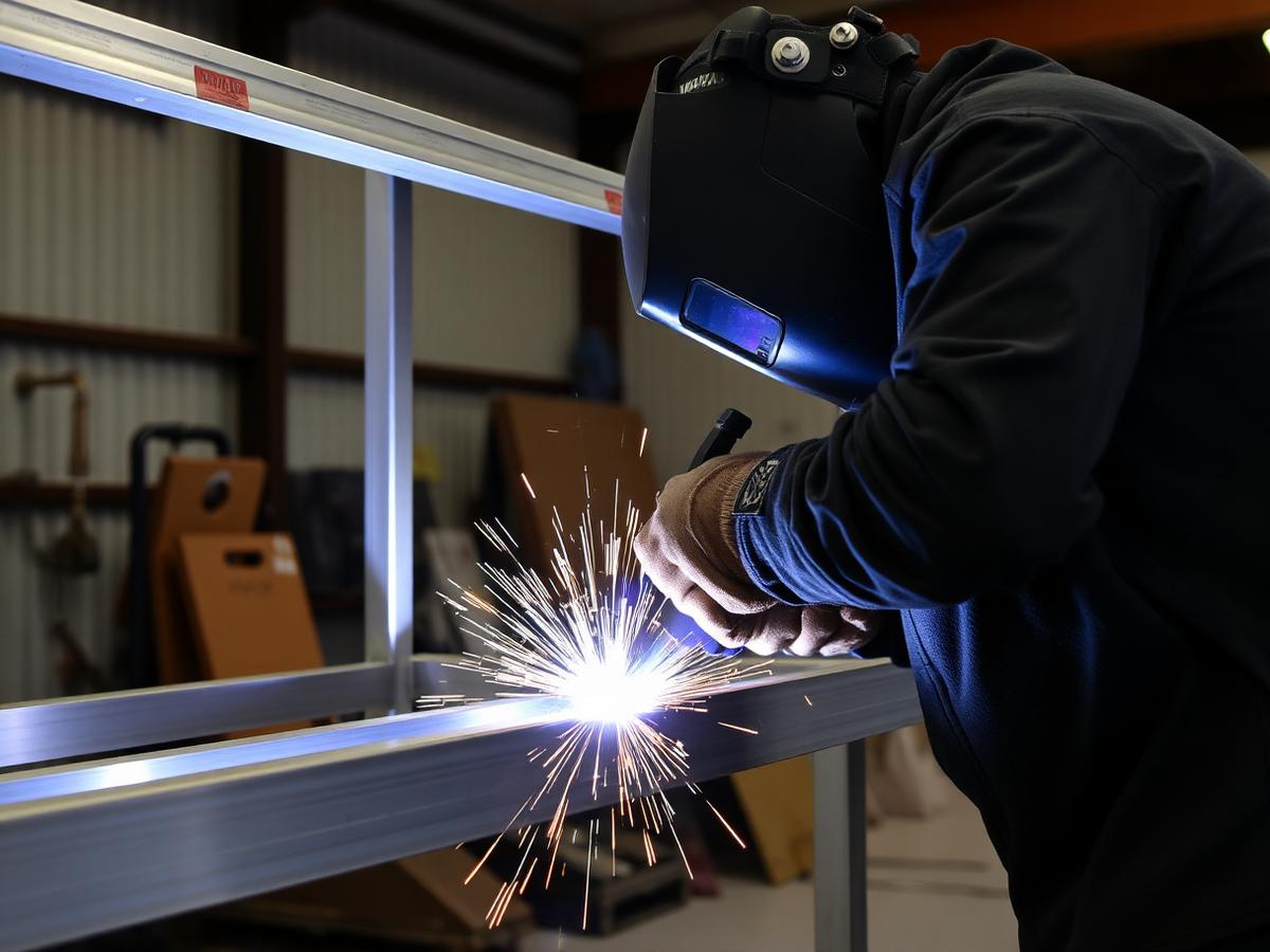 Welding an aluminum exhibit frame (placeholder photo)